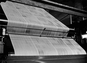 newspaper going through a printer